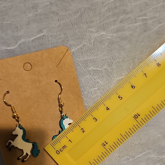 Charming Unicorn Earrings - White and Blue - Picture 6 of 6